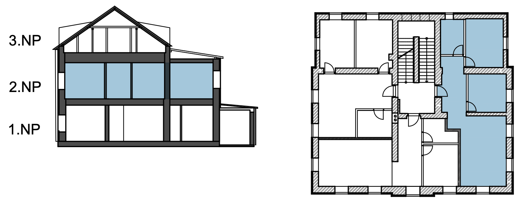 Umístění v budově · Apartmán C