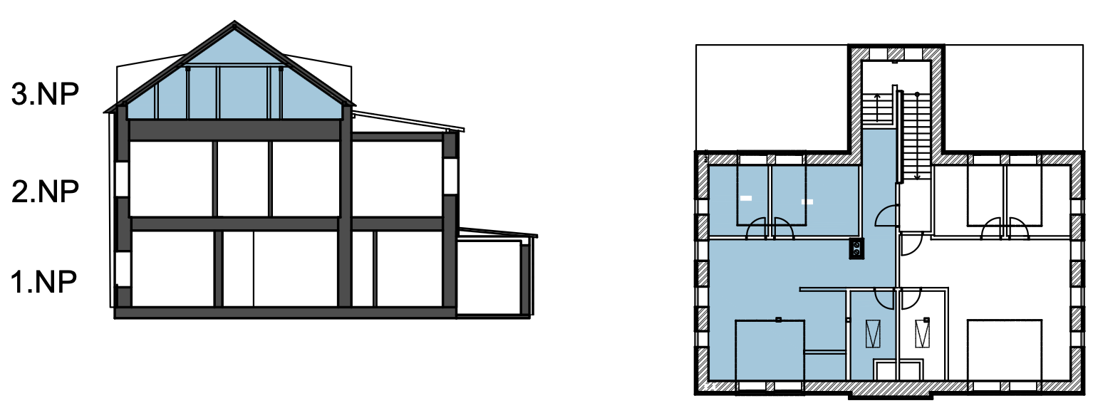 Umístění v budově · Apartmán G